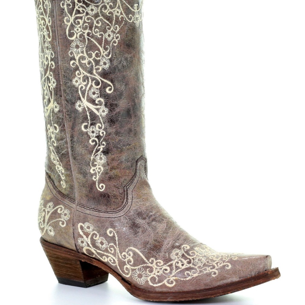 CORRAL WOMEN'S CRATER WITH BONE EMBROIDERY WESTERN BOOTS - SNIP TOE